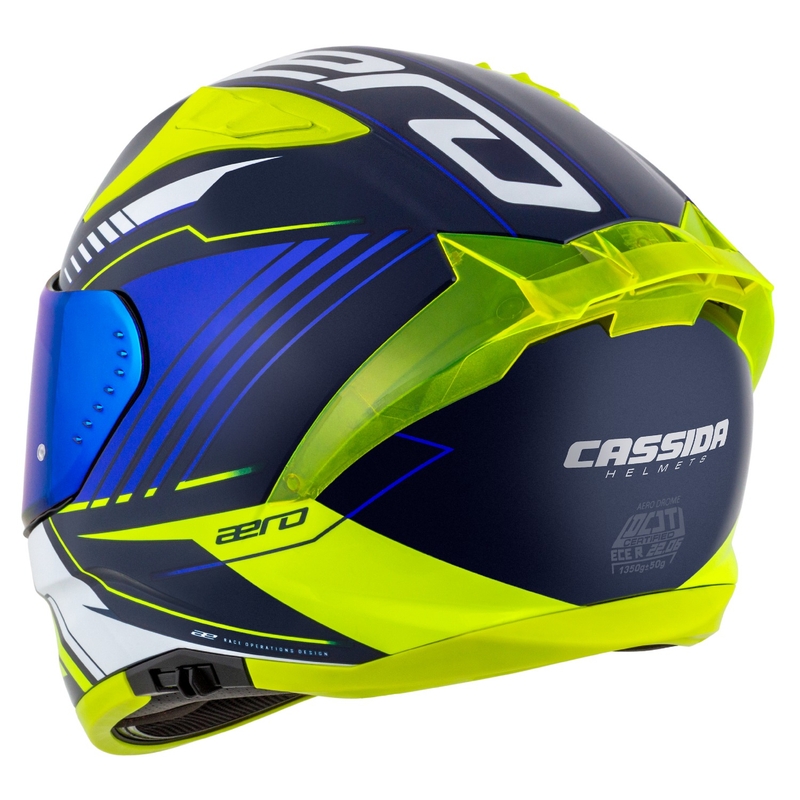 Casco moto integrale Cassida Aero Drome blu-fluo giallo-azzurro-bianco