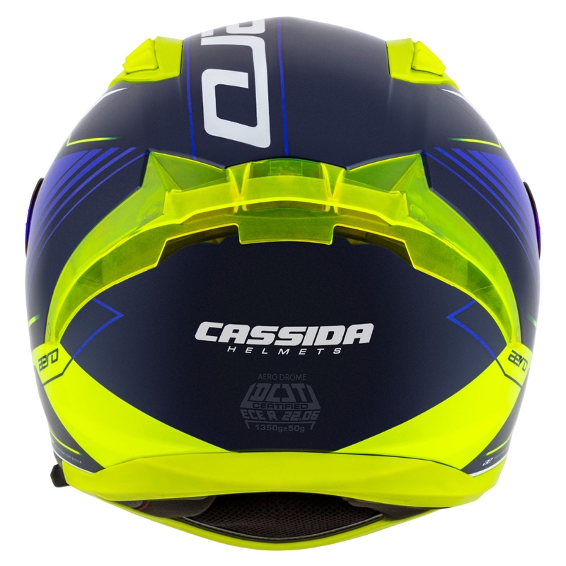 Casco moto integrale Cassida Aero Drome blu-fluo giallo-azzurro-bianco
