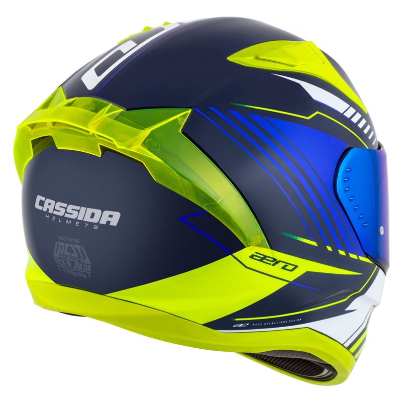 Casco moto integrale Cassida Aero Drome blu-fluo giallo-azzurro-bianco
