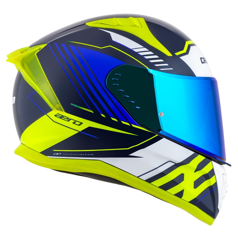 Casco moto integrale Cassida Aero Drome blu-fluo giallo-azzurro-bianco