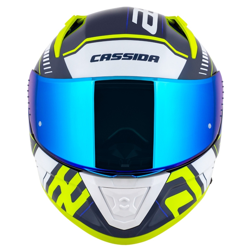 Casco moto integrale Cassida Aero Drome blu-fluo giallo-azzurro-bianco