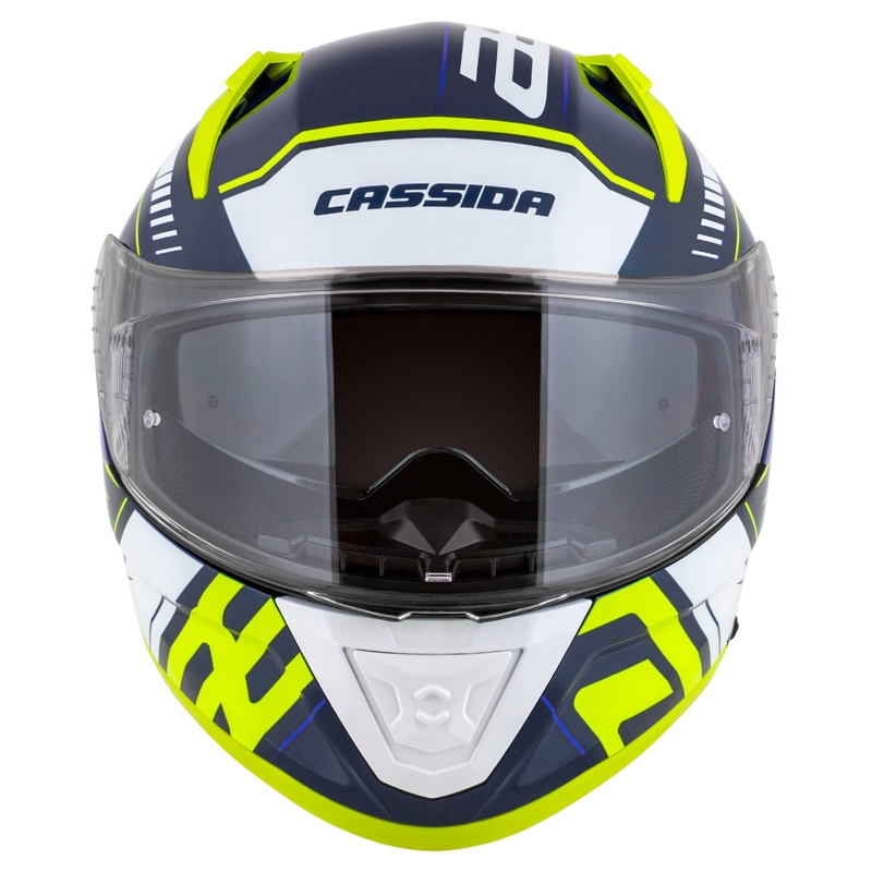 Casco moto integrale Cassida Aero Drome blu-fluo giallo-azzurro-bianco