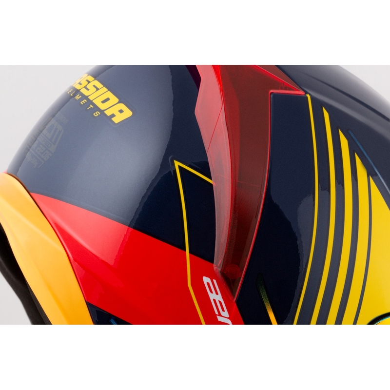 Casco moto integrale Cassida Aero Drome blu-giallo fluo-arancio-rosso-blu chiaro-bianco