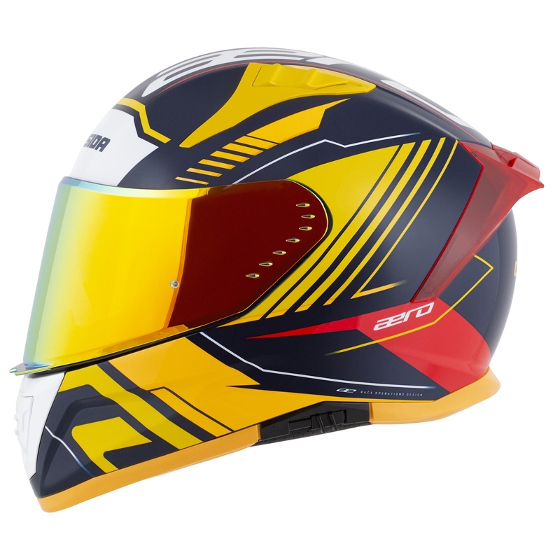 Casco moto integrale Cassida Aero Drome blu-giallo fluo-arancio-rosso-blu chiaro-bianco