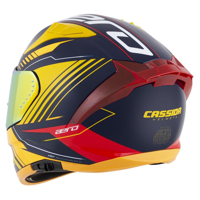 Casco moto integrale Cassida Aero Drome blu-giallo fluo-arancio-rosso-blu chiaro-bianco