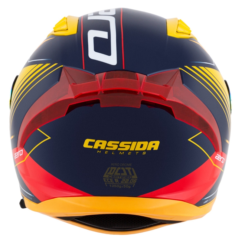 Casco moto integrale Cassida Aero Drome blu-giallo fluo-arancio-rosso-blu chiaro-bianco
