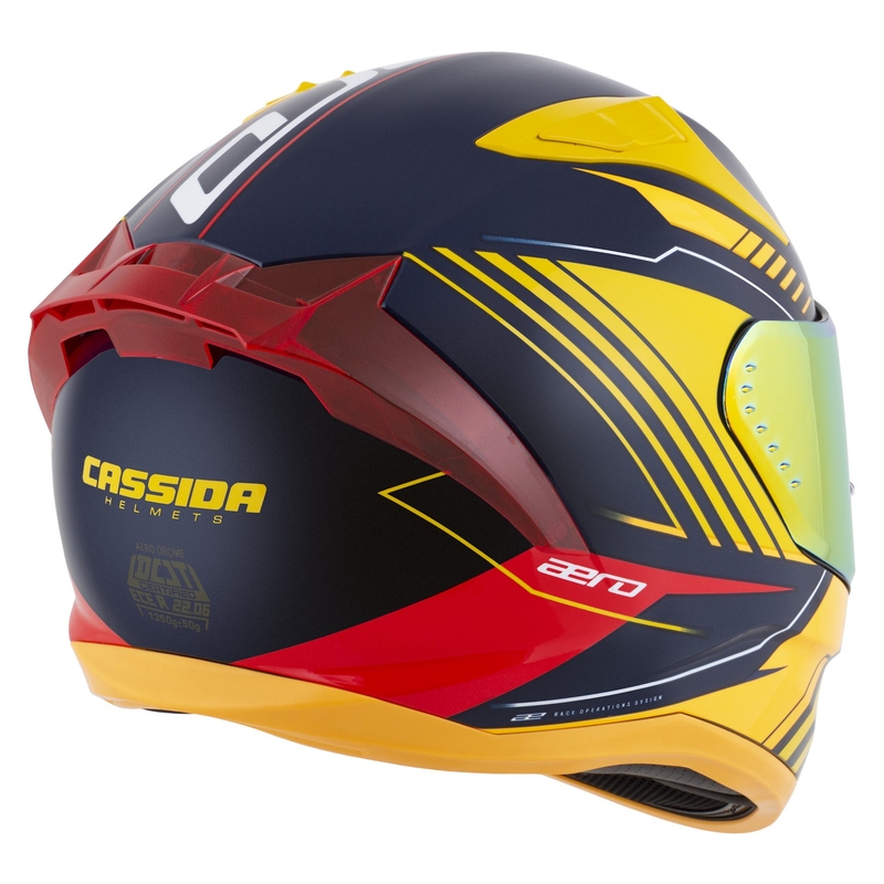 Casco moto integrale Cassida Aero Drome blu-giallo fluo-arancio-rosso-blu chiaro-bianco