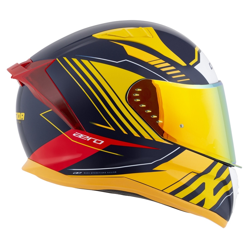 Casco moto integrale Cassida Aero Drome blu-giallo fluo-arancio-rosso-blu chiaro-bianco