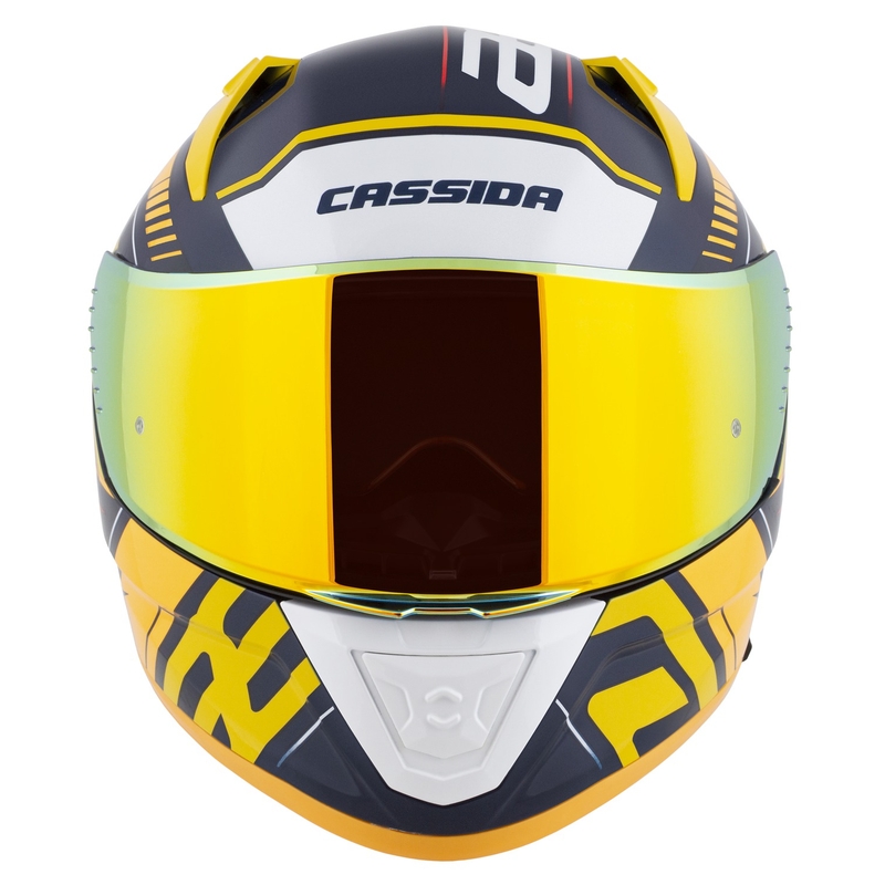 Casco moto integrale Cassida Aero Drome blu-giallo fluo-arancio-rosso-blu chiaro-bianco