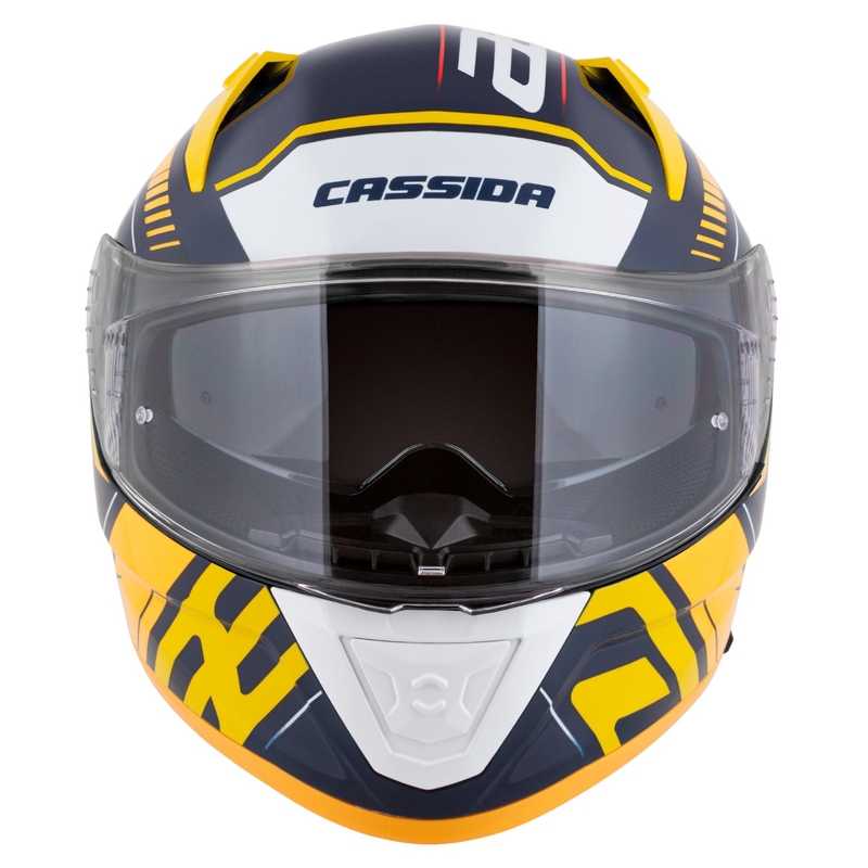 Casco moto integrale Cassida Aero Drome blu-giallo fluo-arancio-rosso-blu chiaro-bianco
