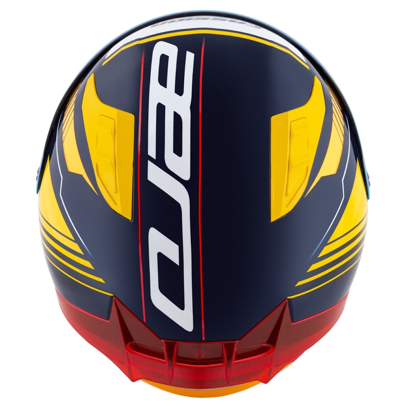 Casco moto integrale Cassida Aero Drome blu-giallo fluo-arancio-rosso-blu chiaro-bianco