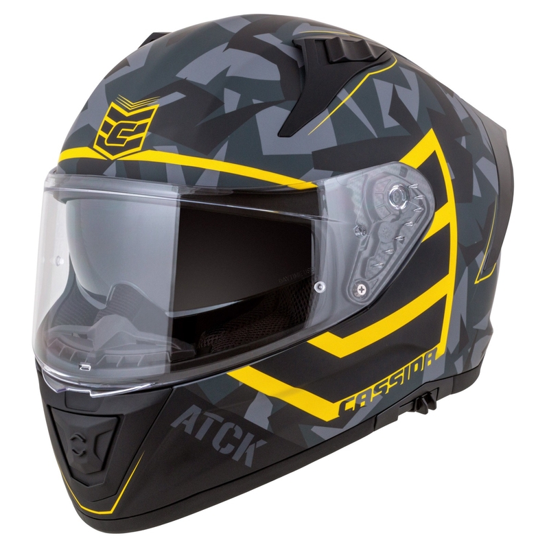 Casco moto integrale Cassida Aero camo grigio-nero-giallo fluo