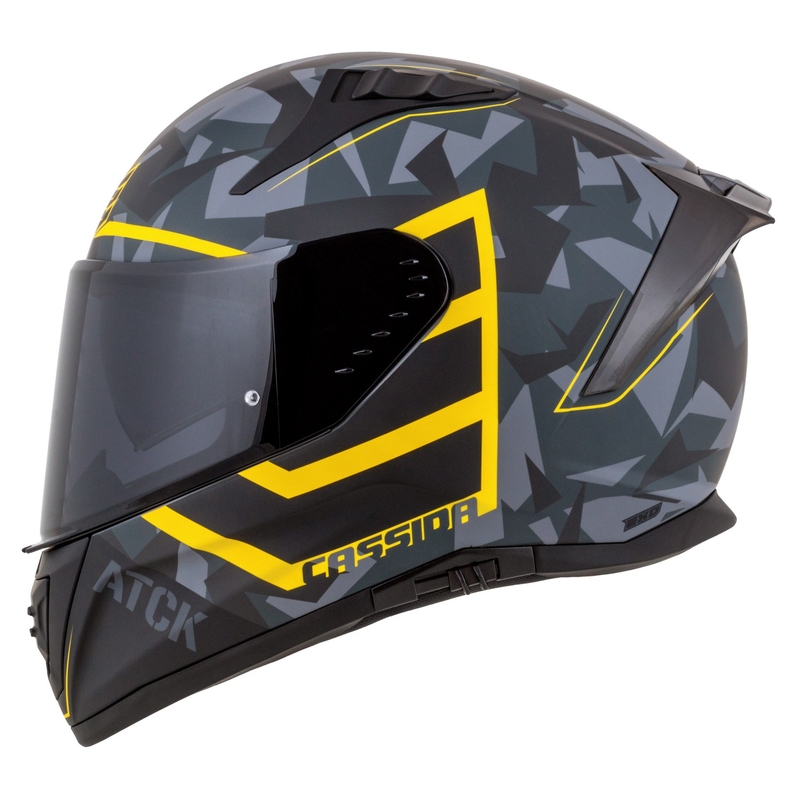 Casco moto integrale Cassida Aero camo grigio-nero-giallo fluo