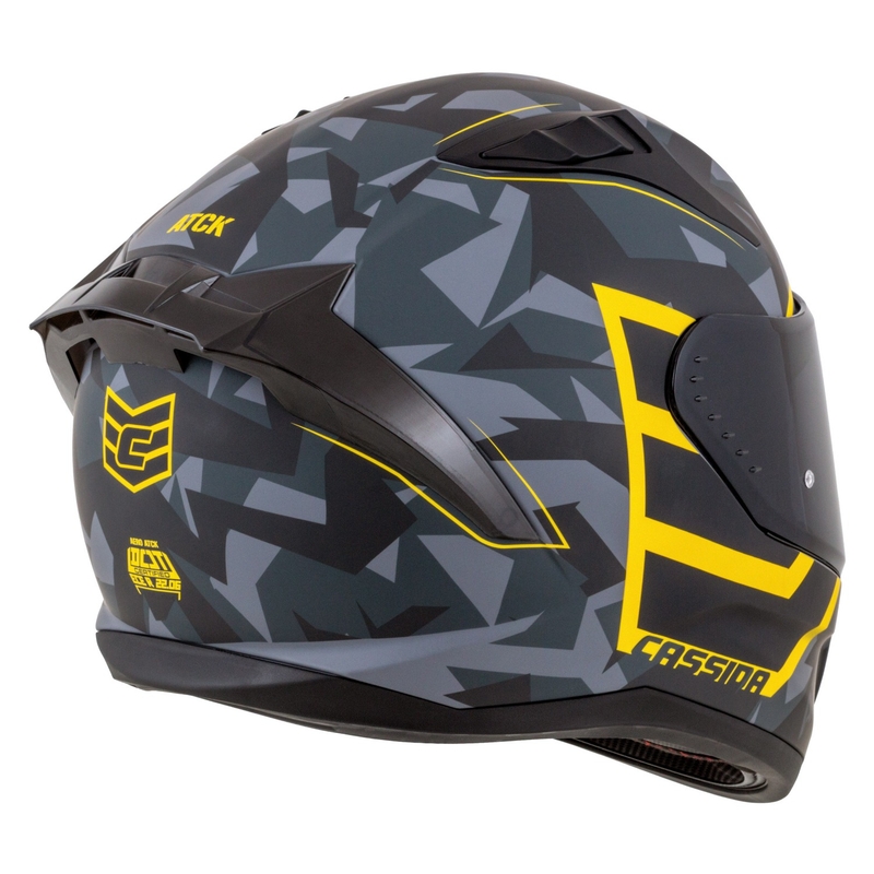 Casco moto integrale Cassida Aero camo grigio-nero-giallo fluo
