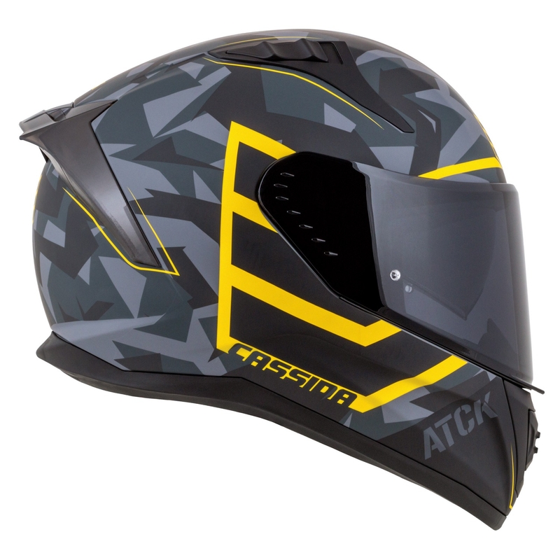 Casco moto integrale Cassida Aero camo grigio-nero-giallo fluo