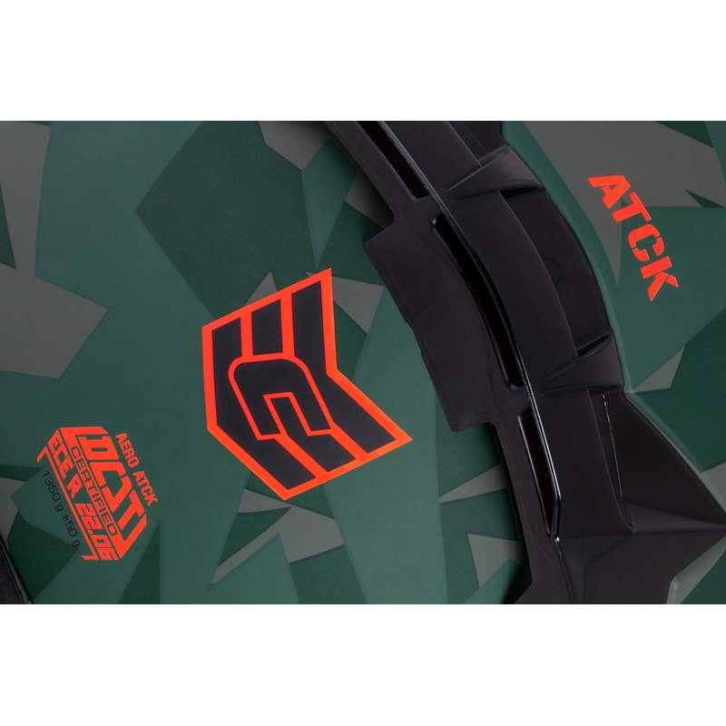 Casco moto integrale Cassida Aero ATCK camo verde-nero-grigio-arancio