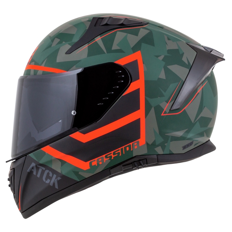 Casco moto integrale Cassida Aero ATCK camo verde-nero-grigio-arancio