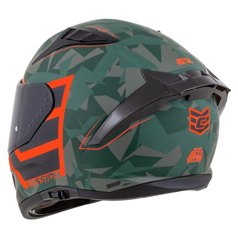 Casco moto integrale Cassida Aero ATCK camo verde-nero-grigio-arancio
