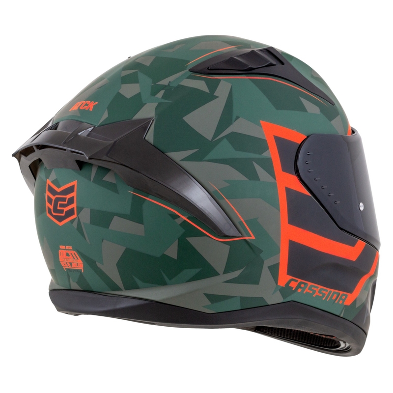 Casco moto integrale Cassida Aero ATCK camo verde-nero-grigio-arancio