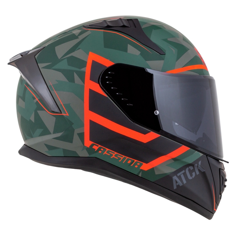 Casco moto integrale Cassida Aero ATCK camo verde-nero-grigio-arancio