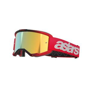 Occhiali da motocross Alpinestars Vision 5 Blaze rosso con plexi oro specchiato