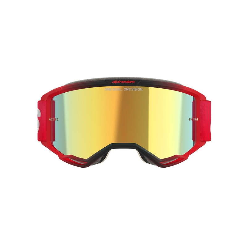 Occhiali da motocross Alpinestars Vision 5 Blaze rosso con plexi oro specchiato
