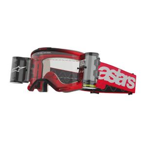Alpinestars Vision 5 Blaze ROLL-OFF Occhiali da motocross Wide Vision rosso con plexi trasparente