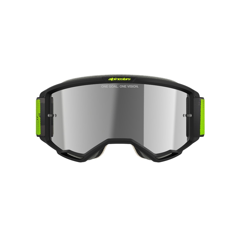 Occhiali da motocross Alpinestars Vision 5 Hollow grigio-giallo fluo con plexi argento specchiato