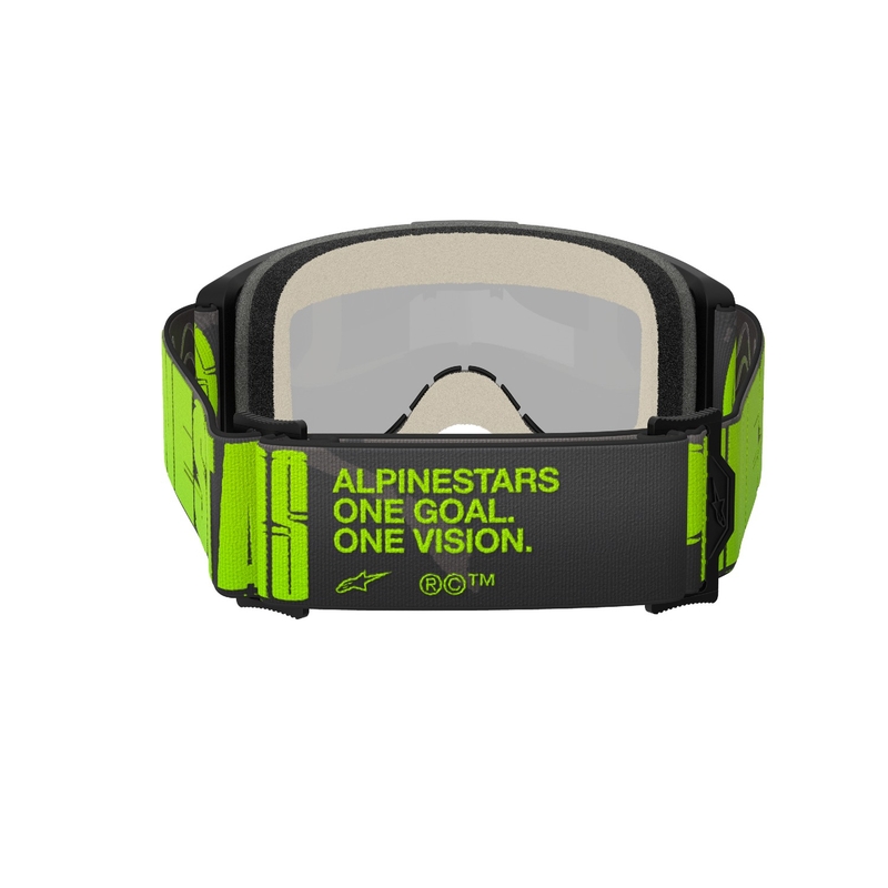 Occhiali da motocross Alpinestars Vision 5 Hollow grigio-giallo fluo con plexi argento specchiato