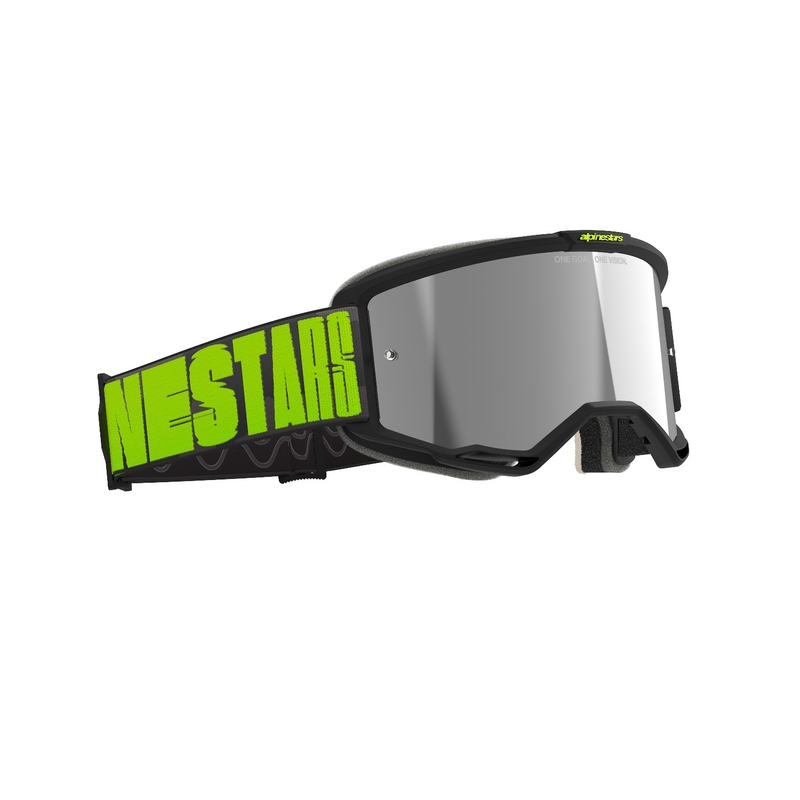 Occhiali da motocross Alpinestars Vision 5 Hollow grigio-giallo fluo con plexi argento specchiato