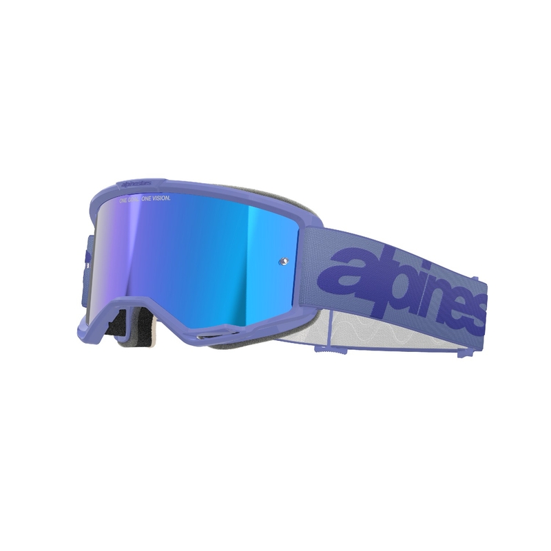 Alpinestars Vision 5 Wordmark occhiali da motocross viola con plexi blu specchiato
