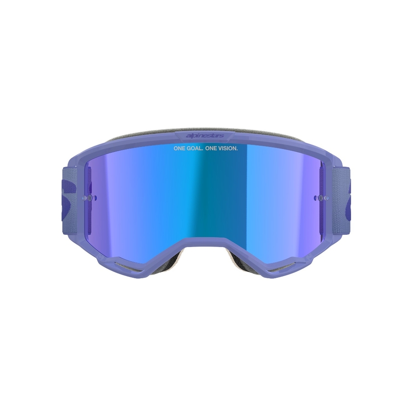 Alpinestars Vision 5 Wordmark occhiali da motocross viola con plexi blu specchiato