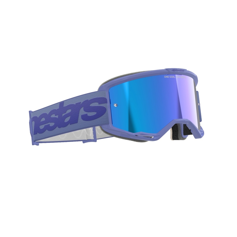 Alpinestars Vision 5 Wordmark occhiali da motocross viola con plexi blu specchiato
