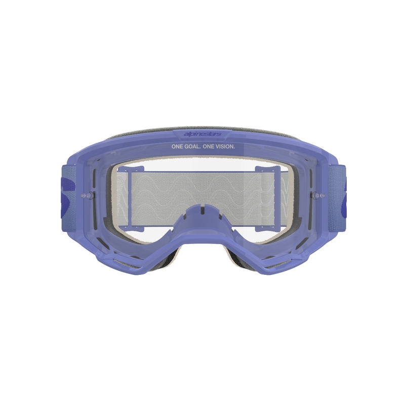 Occhiali da motocross Alpinestars Vision 5 Wordmark viola con plexi trasparente