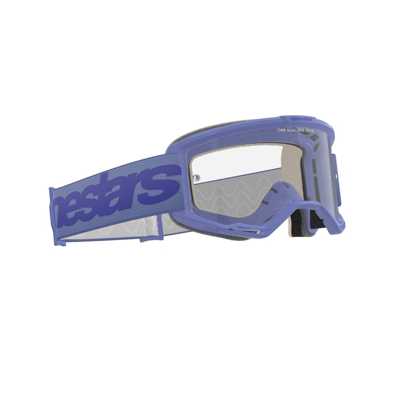 Occhiali da motocross Alpinestars Vision 5 Wordmark viola con plexi trasparente