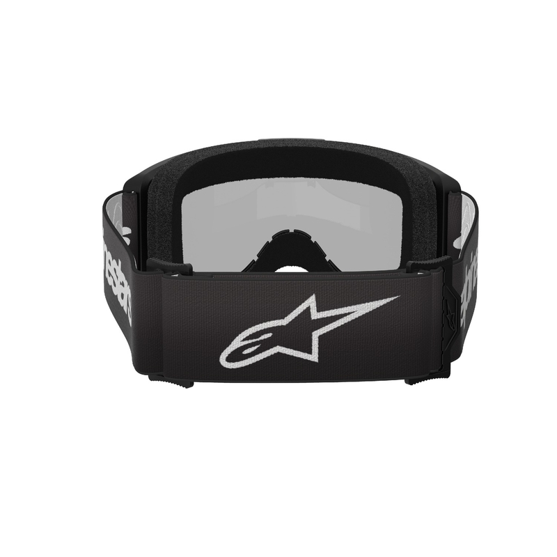 Occhiali da motocross Alpinestars Vision 3 Wordmark neri con plexi argento specchiato