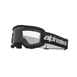 Occhiali da motocross Alpinestars Vision 3 Wordmark neri con plexi trasparente