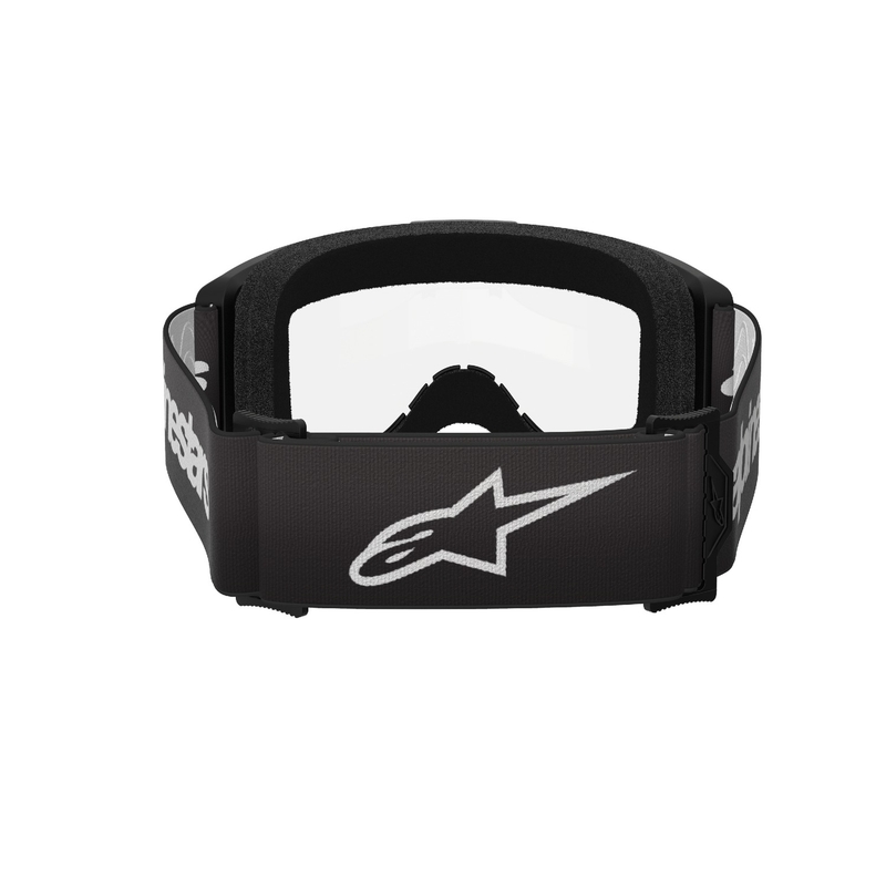 Occhiali da motocross Alpinestars Vision 3 Wordmark neri con plexi trasparente