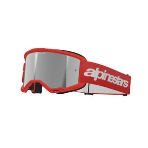 Occhiali da motocross Alpinestars Vision 3 Wordmark rosso con lente radiale argento