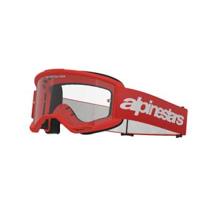 Occhiali da motocross Alpinestars Vision 3 Wordmark rossi con plexi trasparente