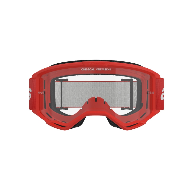 Occhiali da motocross Alpinestars Vision 3 Wordmark rossi con plexi trasparente