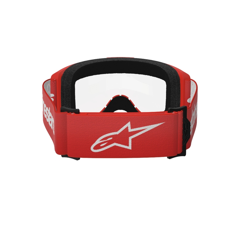 Occhiali da motocross Alpinestars Vision 3 Wordmark rossi con plexi trasparente