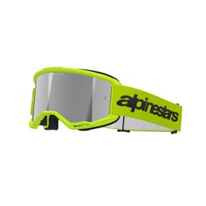 Occhiali da motocross Alpinestars Vision 3 Wordmark giallo fluo con lente radiale argento