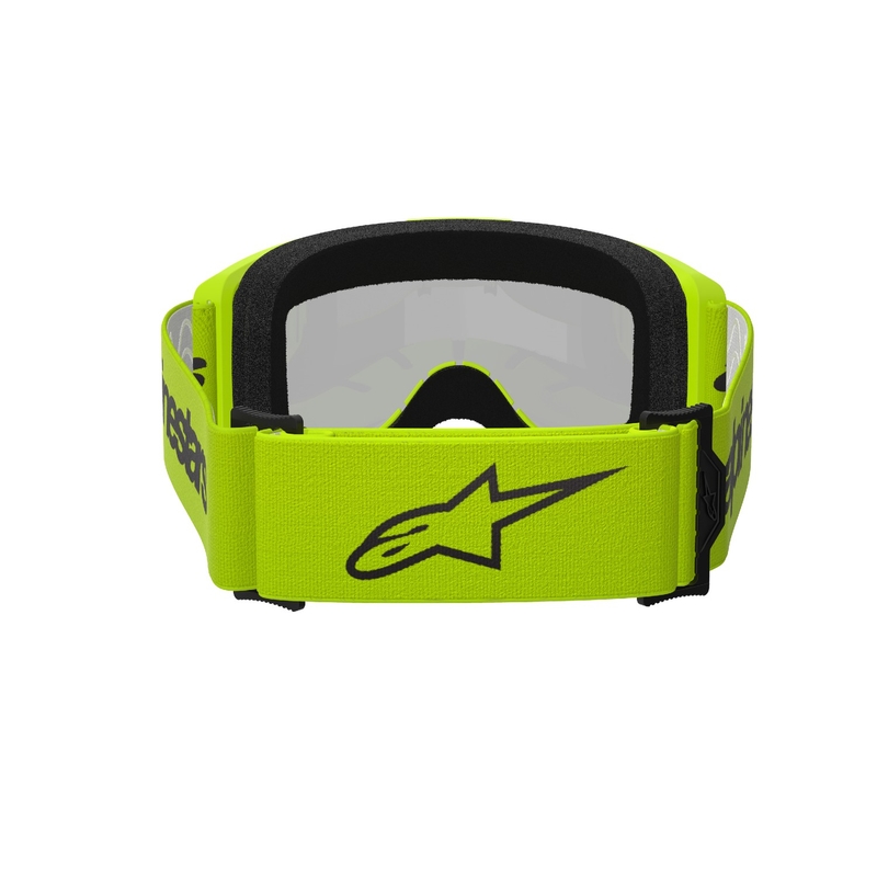 Occhiali da motocross Alpinestars Vision 3 Wordmark giallo fluo con lente radiale argento