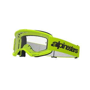 Occhiali da motocross Alpinestars Vision 3 Wordmark giallo fluo con plexi trasparente