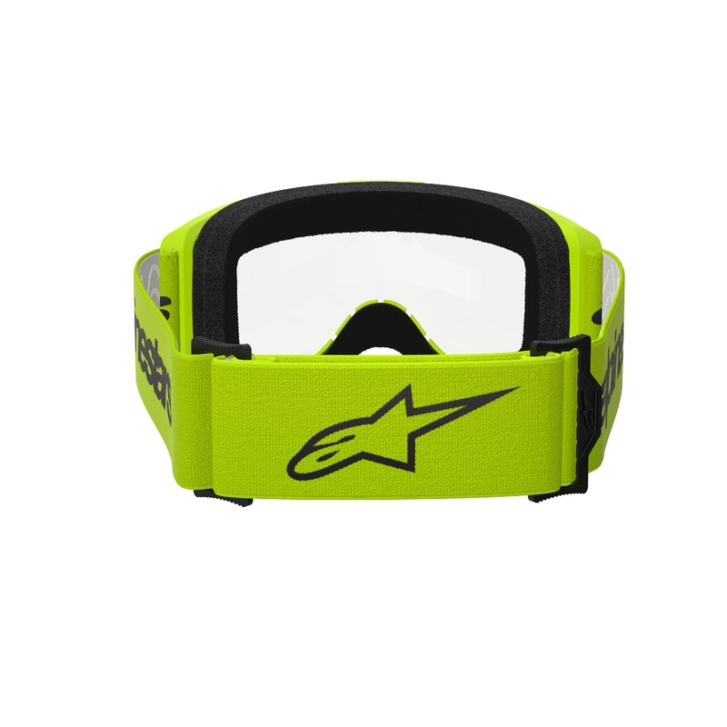 Occhiali da motocross Alpinestars Vision 3 Wordmark giallo fluo con plexi trasparente