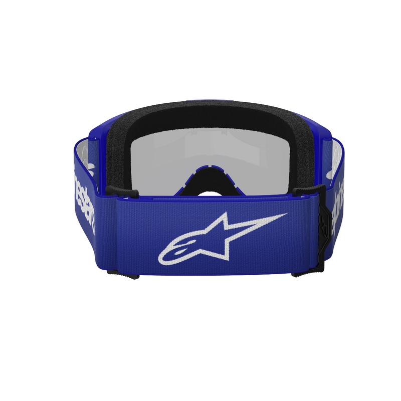 Occhiali da motocross Alpinestars Vision 3 Wordmark blu con lenti argento specchiate