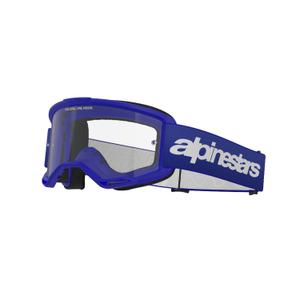 Occhiali da motocross Alpinestars Vision 3 Wordmark blu con plexi trasparente