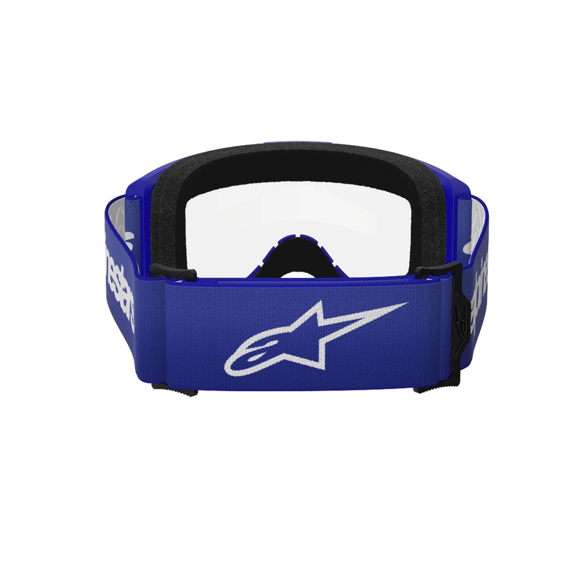 Occhiali da motocross Alpinestars Vision 3 Wordmark blu con plexi trasparente