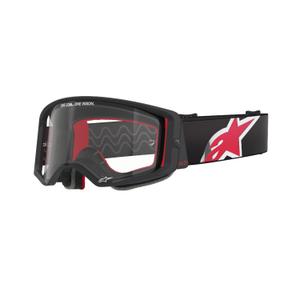 Occhiali da motocross Alpinestars Supertech Corp neri e rossi con lenti trasparenti